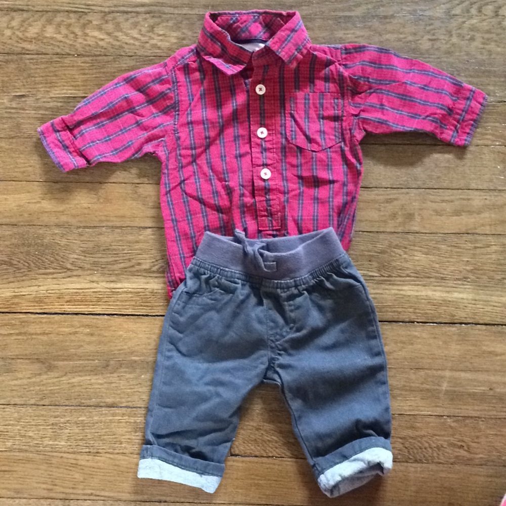 Osh Kosh baby plaid button up onesie and pants